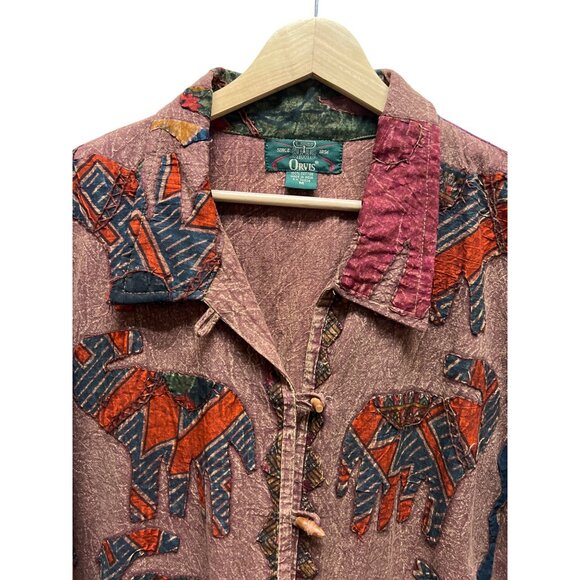 Orvis Vintage Embroidered Aplique Art to Wear Elephant Jacket - Picture 3 of 10